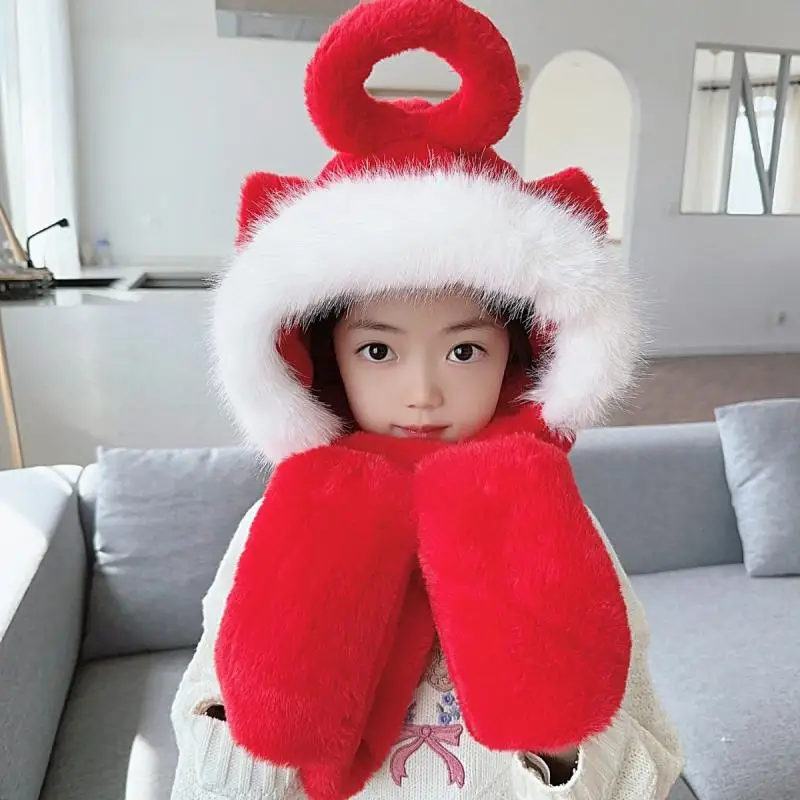 Anime Cartoon Pos Laalaas Dipsys Tinky Winkys Outdoor Warm Plush Thick Plush Hat Gloves Scarf Three-Piece Set Cute Gift