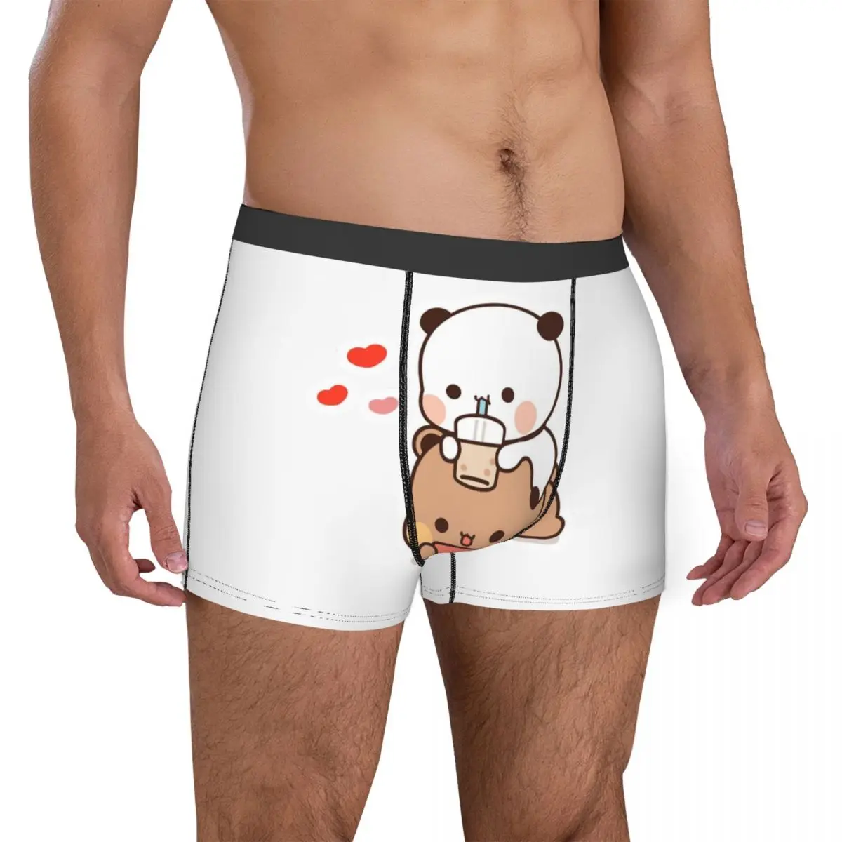 Bubu Dudu Enjoying Time Men Underwear Panda Bear Boxer Briefs Shorts Panties Funny Soft Underpants for Male