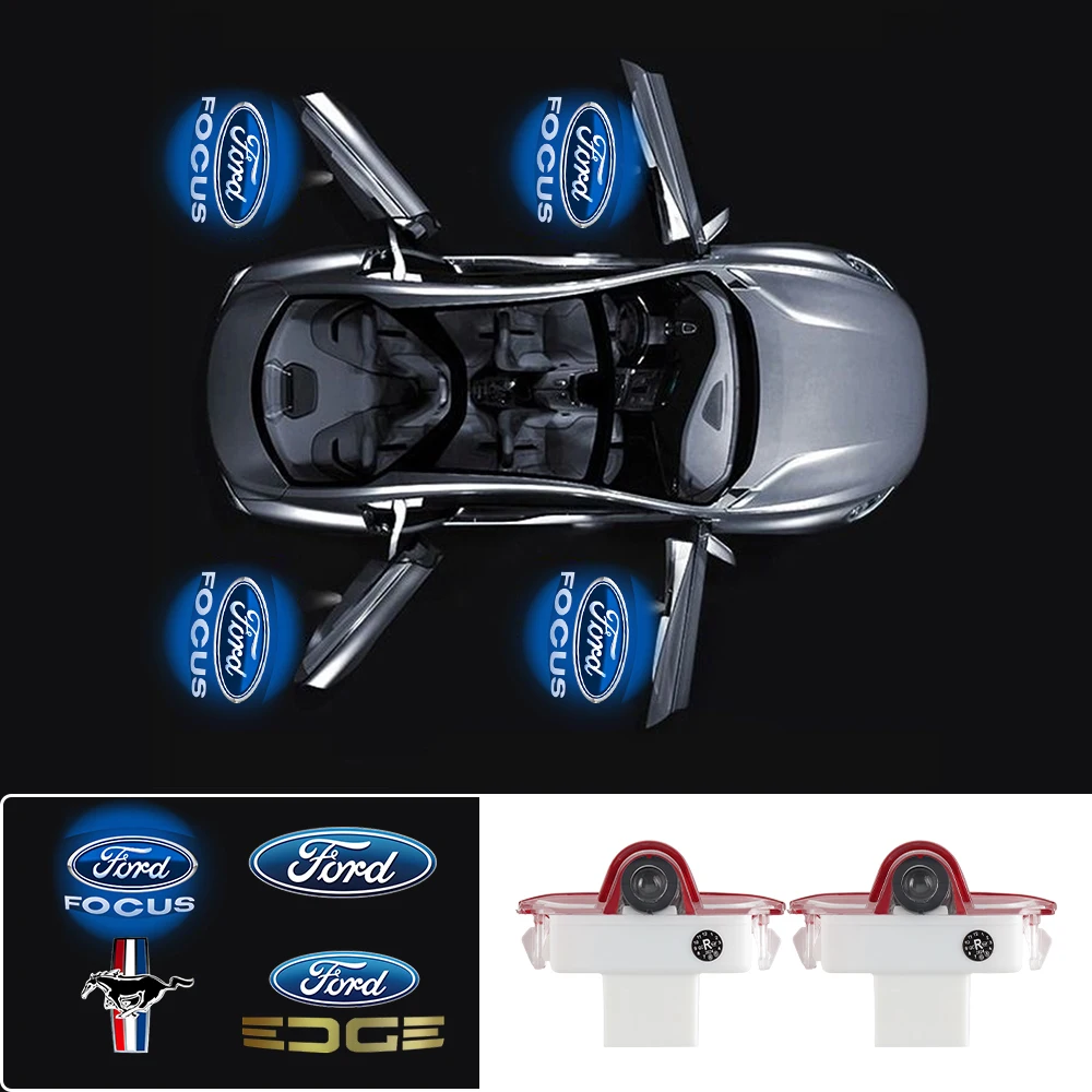 2pcs LED Car Logo Door Welcome Light Laser Projector Lamp Decoration For Ford CHIA-X 2007-2013 S-MAX 2007-2008 Accessories Valve - view 2