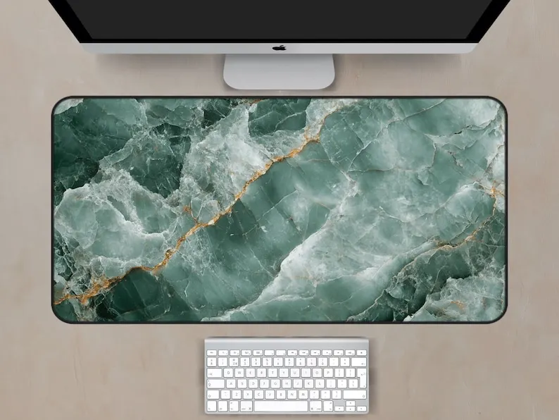 Green Marble Desk Mat, Non-slip and Waterproof Mouse Pad, Office and Gaming Desk Decoration Mat, A Perfect Gift for Friends.