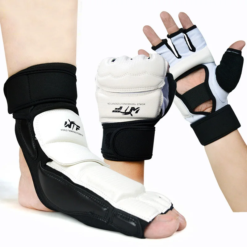 1Set Taekwondo Leder Fuß Handschuhe Sparring Karate Knöchel Schutz Schutz Getriebe Boxen Kampfkunst Socke Kind