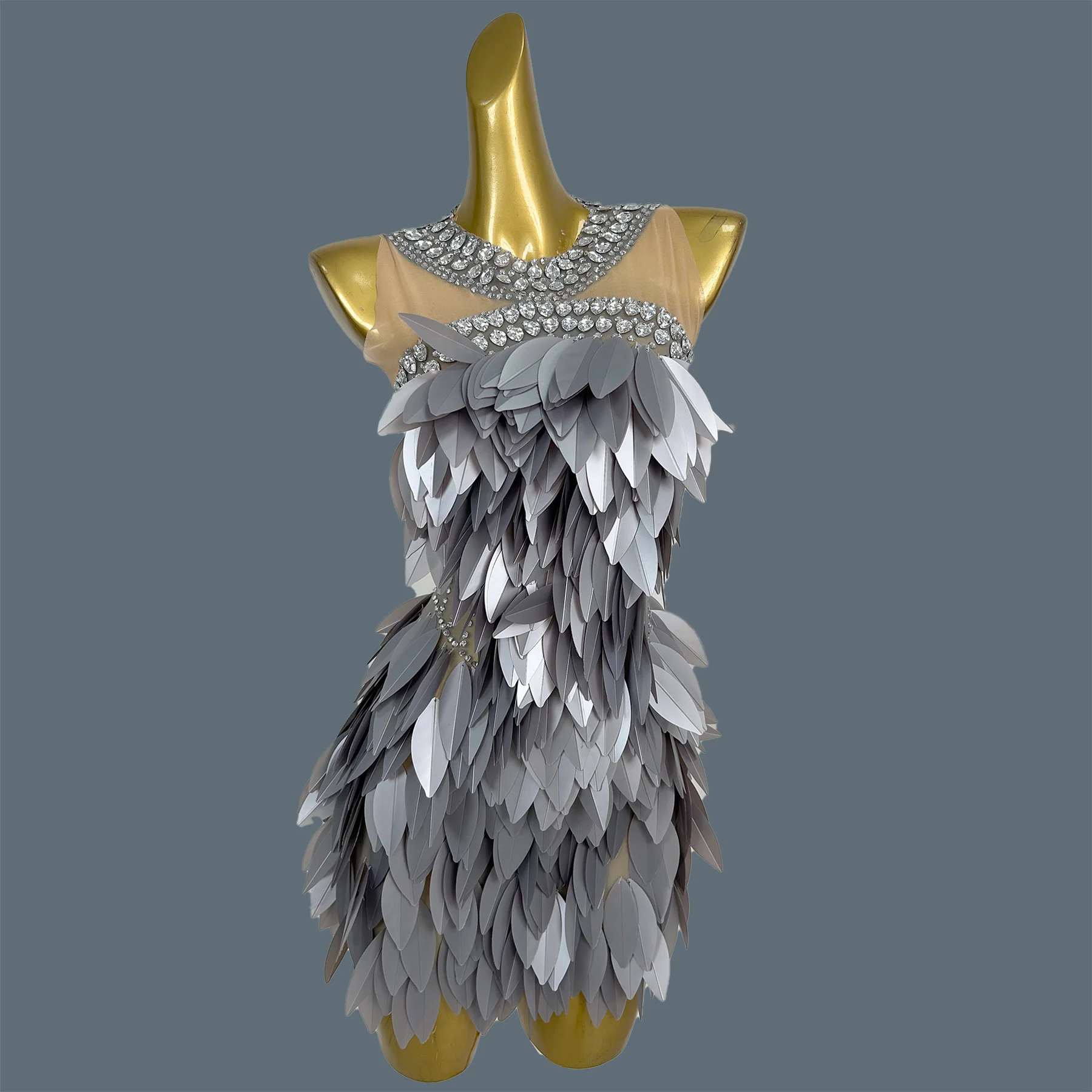 

Sparkly Crystals Chic Designer Mini Dress Fashion Show Party Outfit Birthday Cocktail Dress Photo Shoot Wear gig Dress Xiangquan