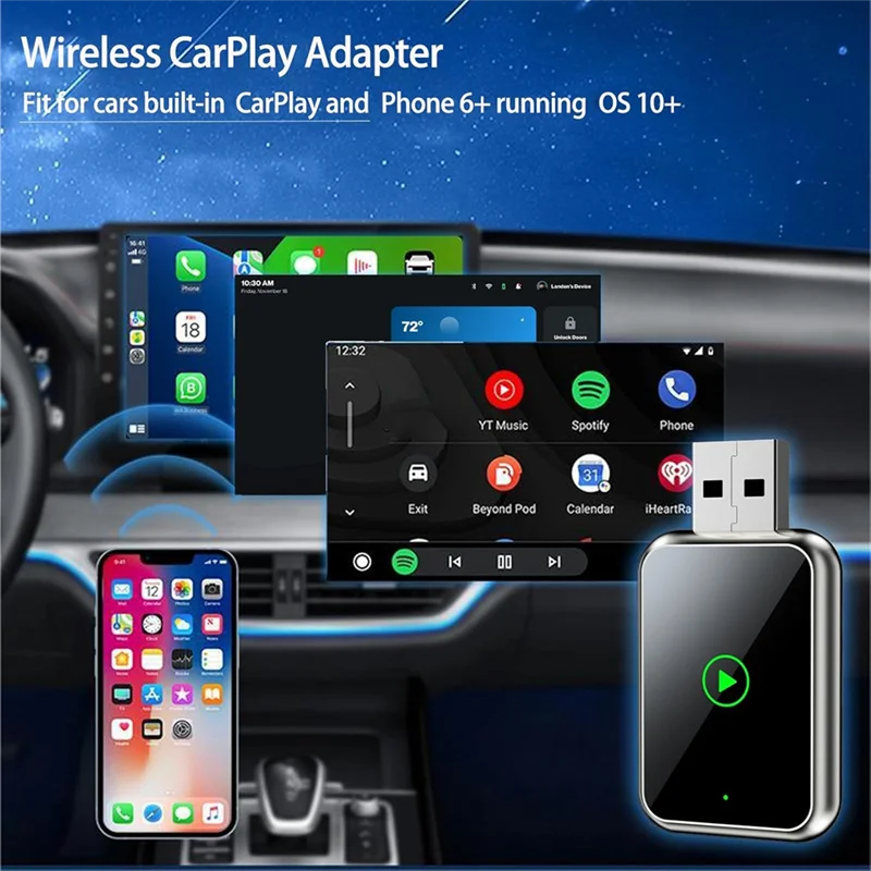 FFYY-아이폰용 무선 카플레이 어댑터, 유선에서 카플레이 무선 어댑터로 업그레이드, 빠르고 안정적인 연결 플러그 앤 플레이