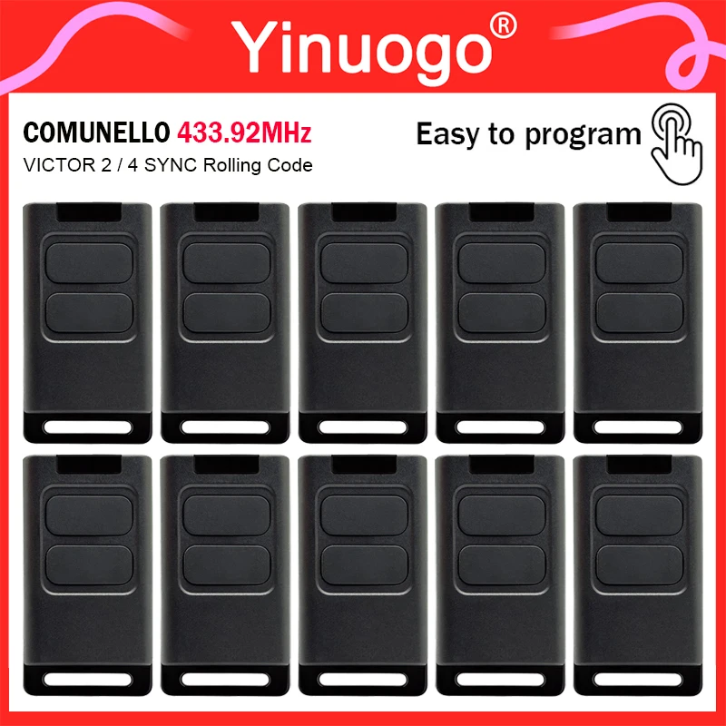 10 ชิ้น สำหรับรีโมทคอนโทรลประตูโรงรถ COMUNELLO VICTOR2 VICTOR4 RC VICTOR 2 4 SYNC 433.92MHz Rolling Code Comunello