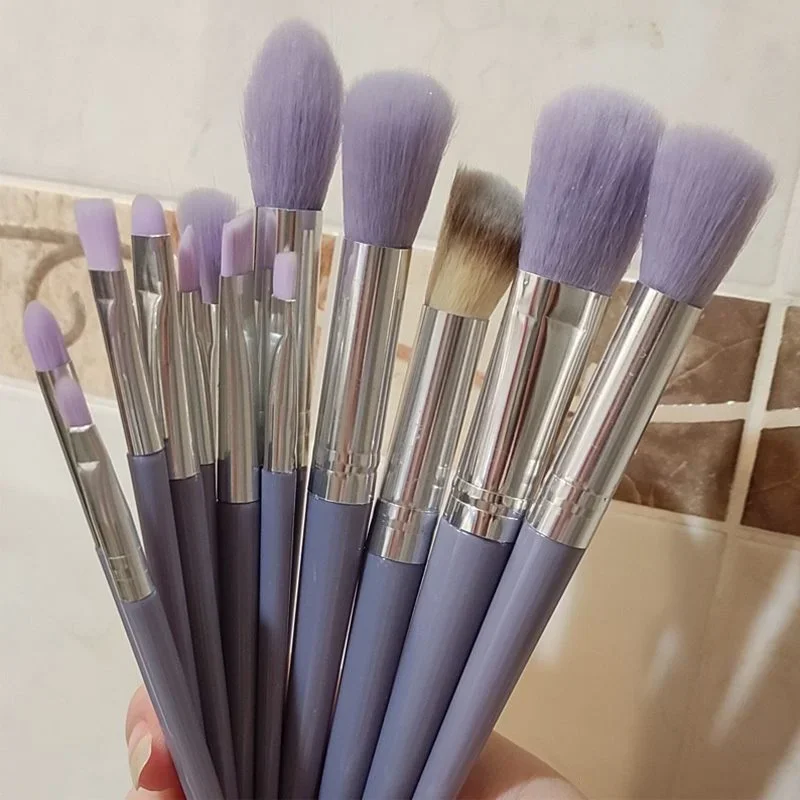 مجموعة فرش مكياج مكونة من 13 قطعة، فرش مكياج لظلال العيون وبودرة أحمر الخدود السائبة