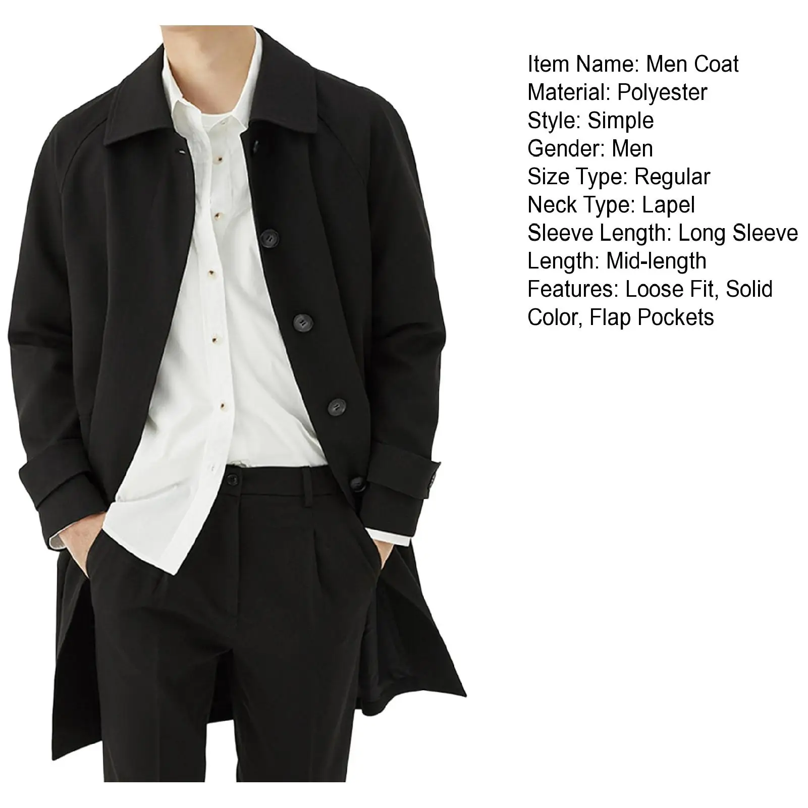 Giubbotti da uomo 2024 Primavera monopetto medio-lungo Trench maschile tinta unita cappotto kaki giacca a vento di grandi dimensioni