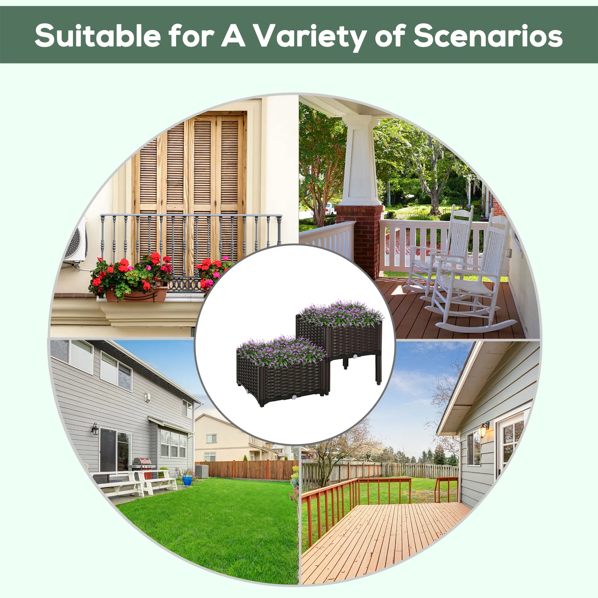 2-piece Raised Flower Bed Vegetable Herb Planter Lightweight image 8
