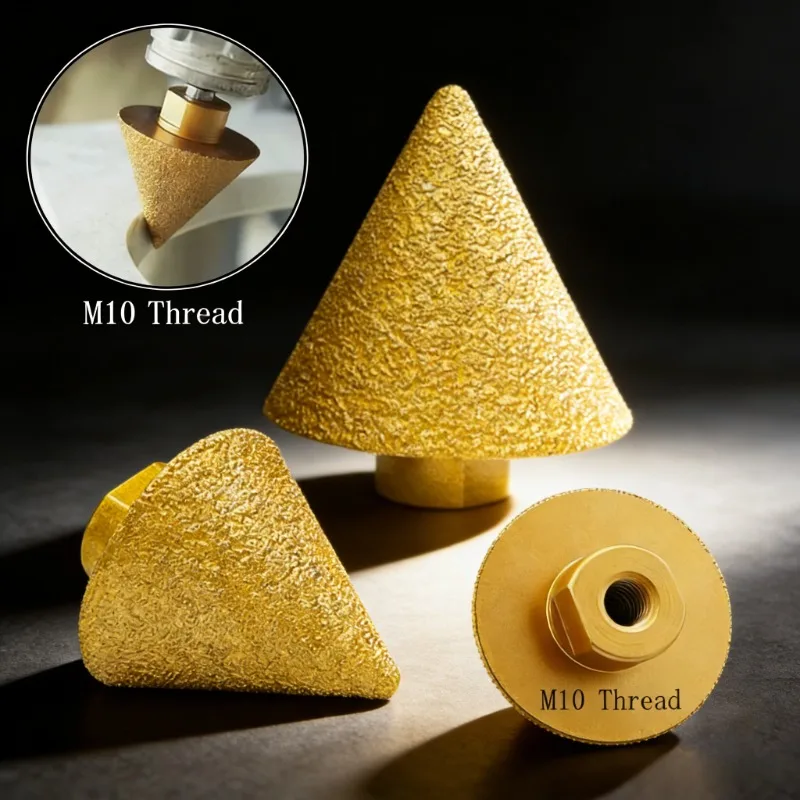 M10 Thread Cone Polishing Wheel 38-50mm - Diamond Chamfer Drill Bit For Jewelry Making Gemstone Polishing Rotary Tool DIY Craft