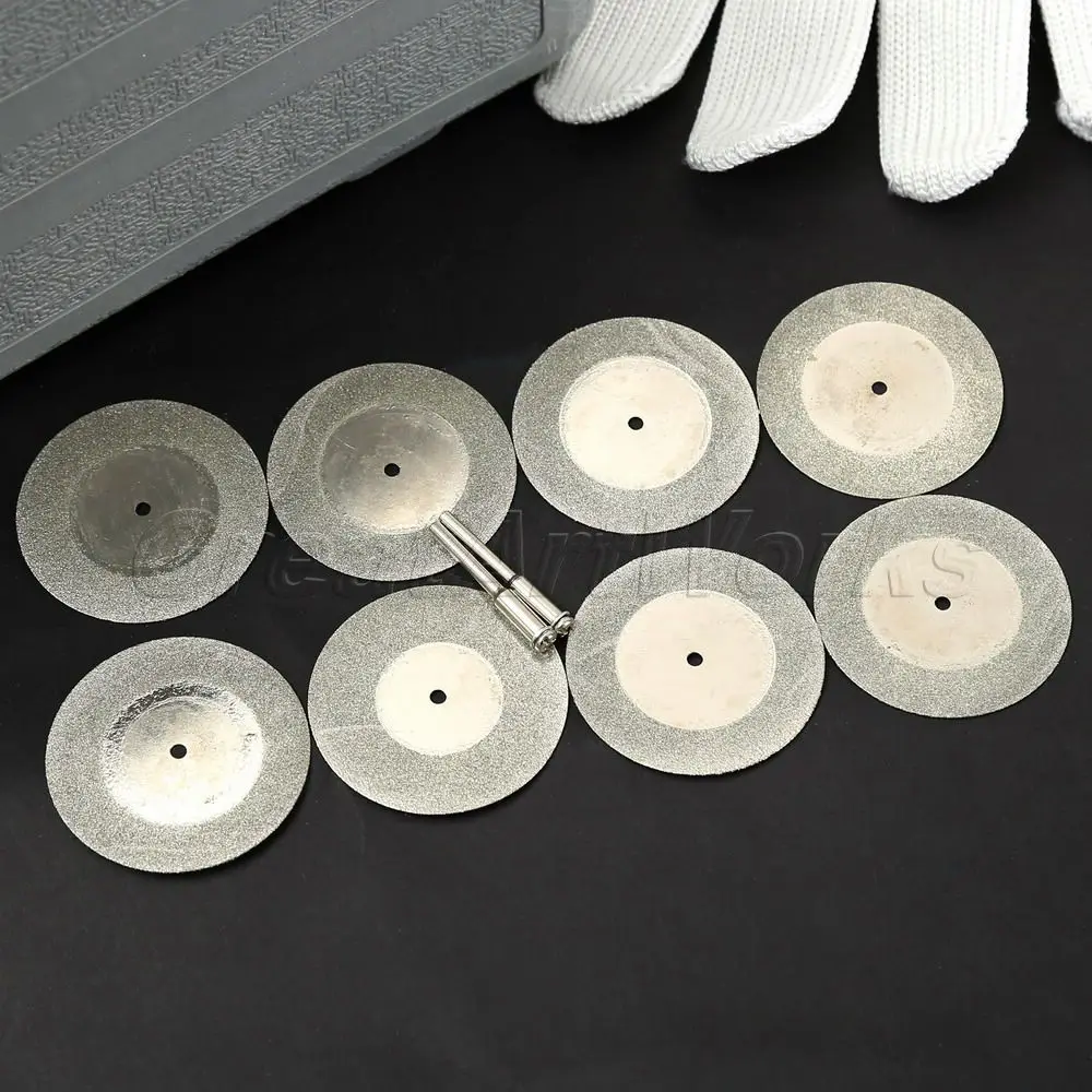 8pcs 50mm Generic Diamond Coated Cutting Discs Wheels + 2pcs  Connecting 3mm Shank for Rotary Tools Blade  Accesorios Dremel