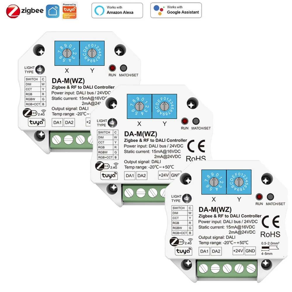 DC24V Tuya Zigbee RF to DALI Converter Smart Switch Dimmer 6in1 CCT/RGB/RGBE/RGBCCT LED Strip Light Vocie for Alexa Google Home