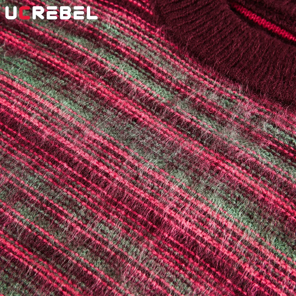 Maglione a righe con pannelli a contrasto Uomo Autunno Inverno High Street Girocollo ampio Manica lunga Pullover lavorato a maglia Uomo