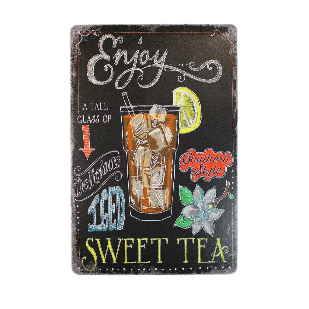 Enjoy Iced Sweet Tea Sprint Tin Sign Decor Iron Plate Paintings Bar Cafe Metal Plaques