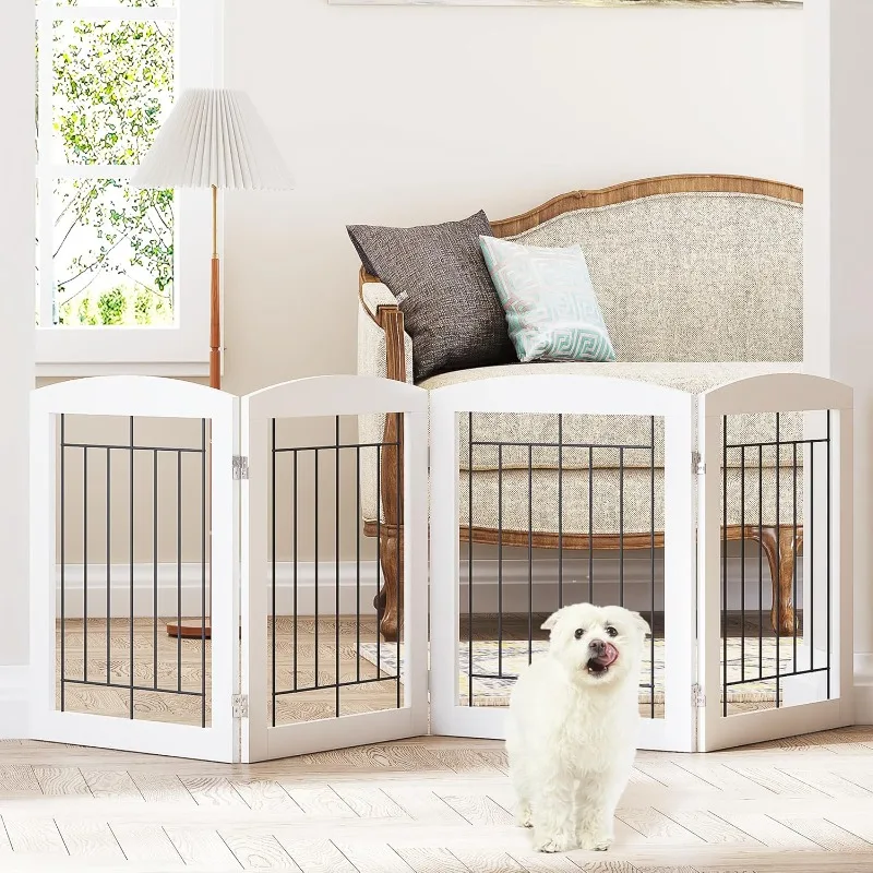 

Dog Gate for The Doorways House Stairs Foldable Freestanding Indoor Pet Gate for Dogs Wooden Puppy Safety Fence