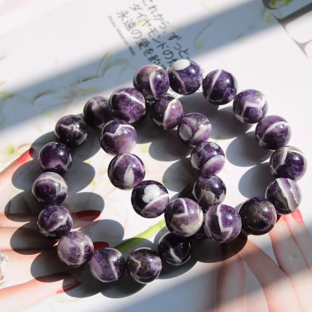 Good Quality Wholesale Natural Dream Amethyst Crystal Healing Bead Bracelet Lucky Jewelry Gift For Women Man