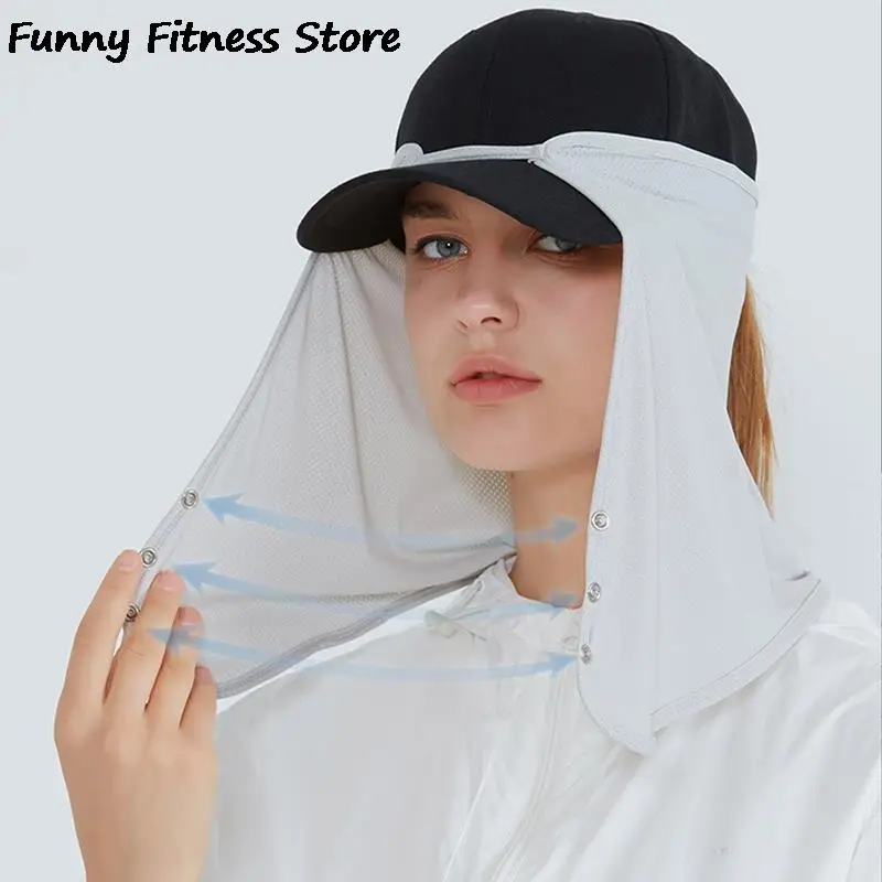 Detachable Mask Hat Women Fishing Cycling Sun Hats Men Sunscreen Golf Caps Sun Protection Visors Outdoor Garden Working Cap