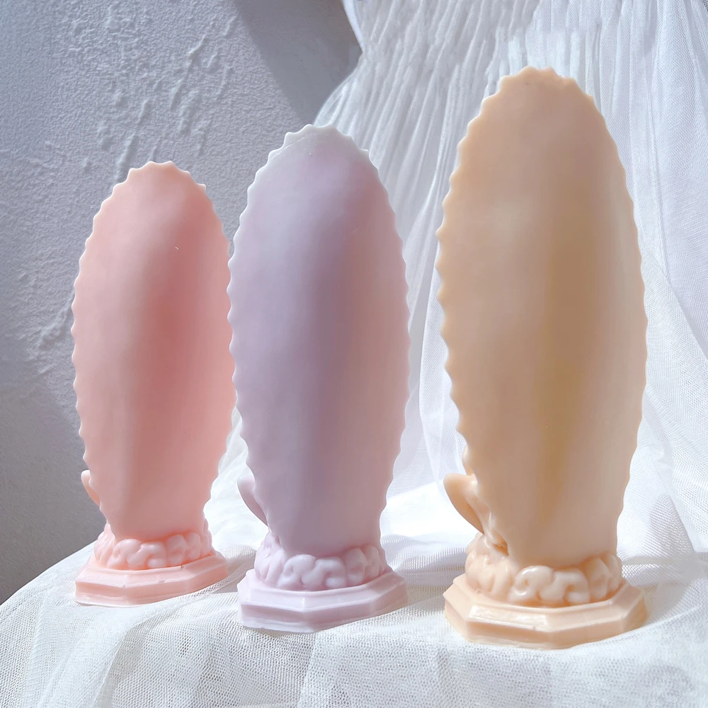 Classic Figure Homyl Virgin Mary Statue Lady Sculpture Silicone Mould Catholic Blessed Virgin Mother Mary Figurine Candle Mold - Image 5