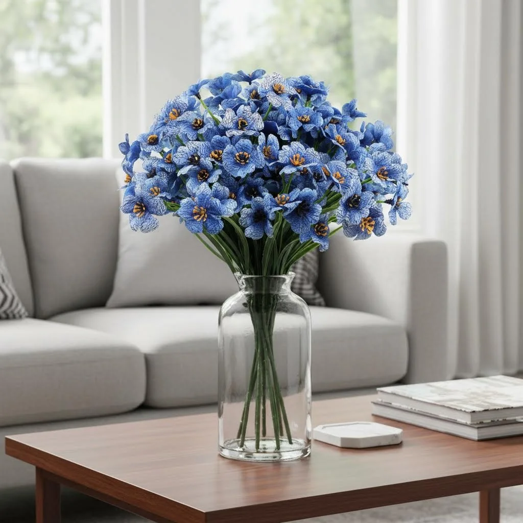 15pcs/set Artificial Violet Outdoor Garden Decoration Plastic Bouquet Thanksgiving Christmas Wedding Home Decor Flowers 15.7inch
