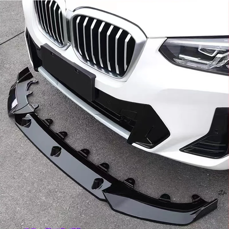 

Front Bumper Splitter Lip Spoiler Diffuser Guard Body Kit Cover For BMW X3 G01 X4 G02 dark kni 2021 2022+ Gloss Black ABS Tuning