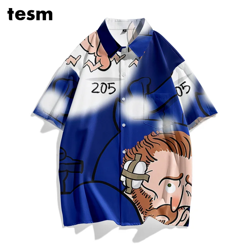 

TESM Summer Couple Matching Hawaiian Shirts - Unisex Loose Short-Sleeve Breathable Sun-Protective Men Women Vacation Beach Tops