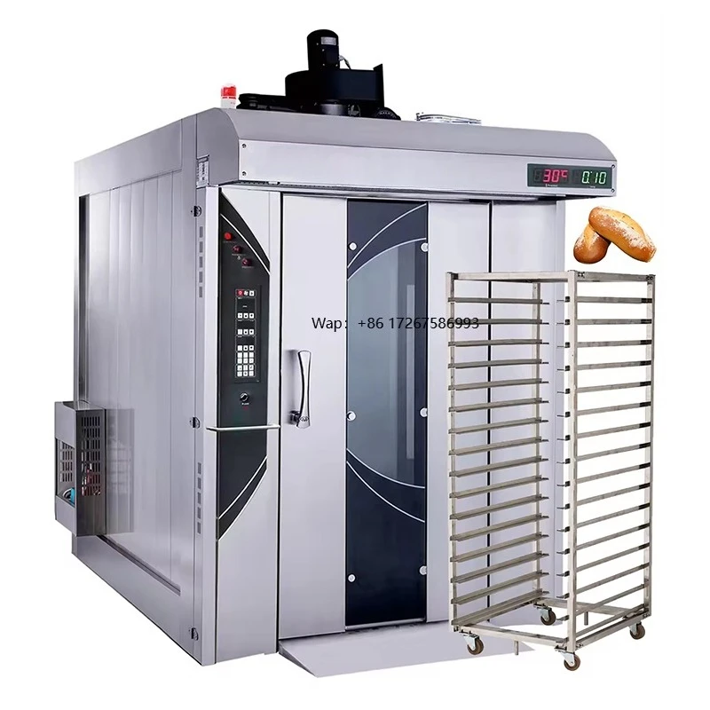 64 Trays Trolley Rack Rotary Oven Commercial Industrial Bakery Bread Baking Oven Intelligent Control Rotating Rack Oven
