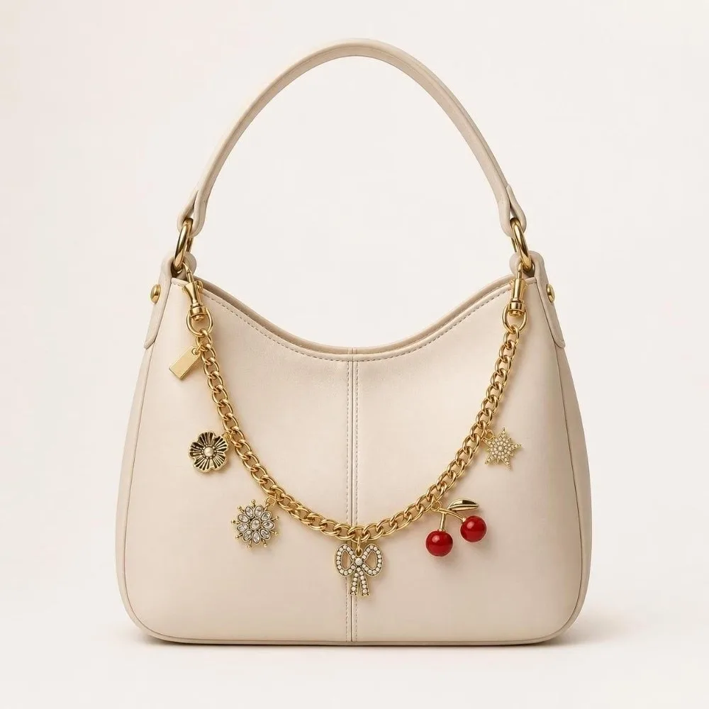 Versatile Flower Bag Pendant Alloy Bowknot Stars Bag Charm Rhinestone Retro Handbag Chain Bag Decoration