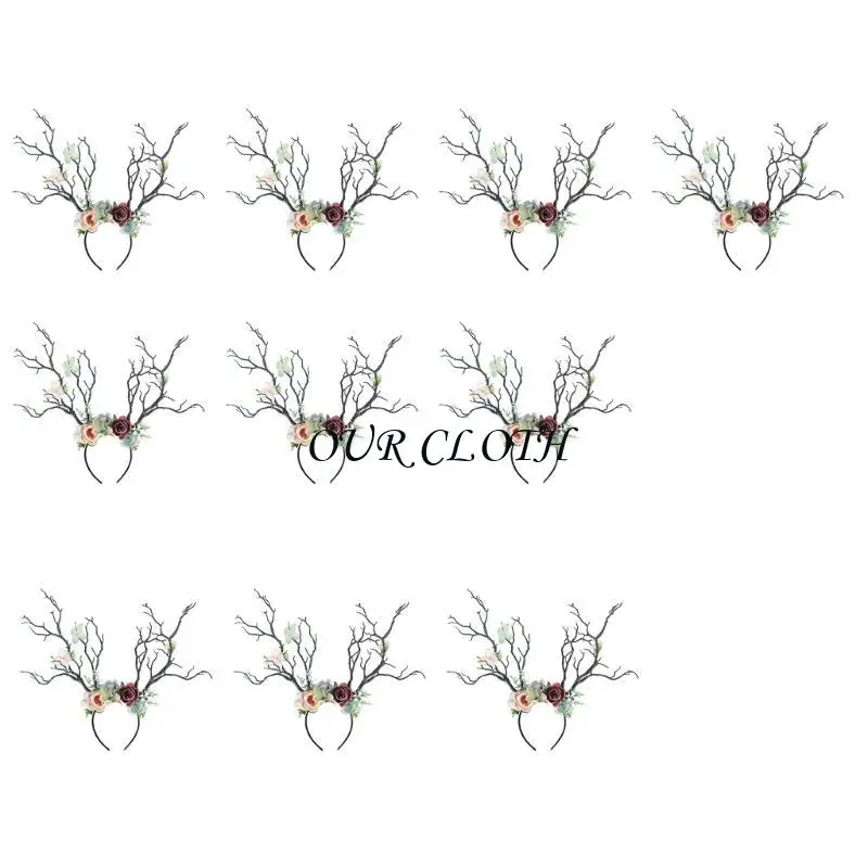 10Pcs Horn with Flower Pattern Headpiece for Children Girls Boys Adjustable Size Perfect for Parties and Celebrations Y1AC