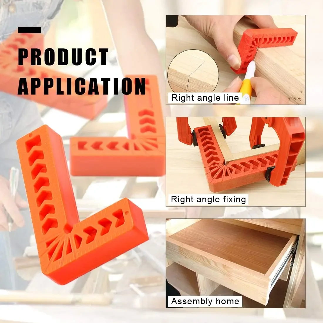 4 soportes de regla de ángulo recto de plástico 90 ° Herramienta de posicionamiento auxiliar, espaciador en forma de L, pinza de ángulo fijo,