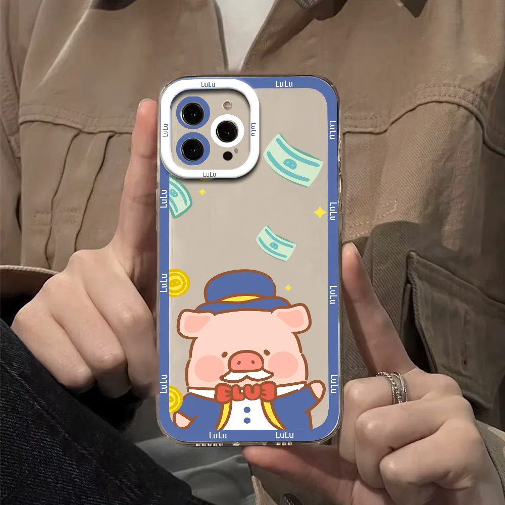 เคสโทรศัพท์ลายการ์ตูนลูลู่หมูน้อย สำหรับ iPhone 12 11 13 14 15 16 17 MINI Max Pro Plus ป้องกันการกระแทก ฝาหลังใสแบบนิ่ม