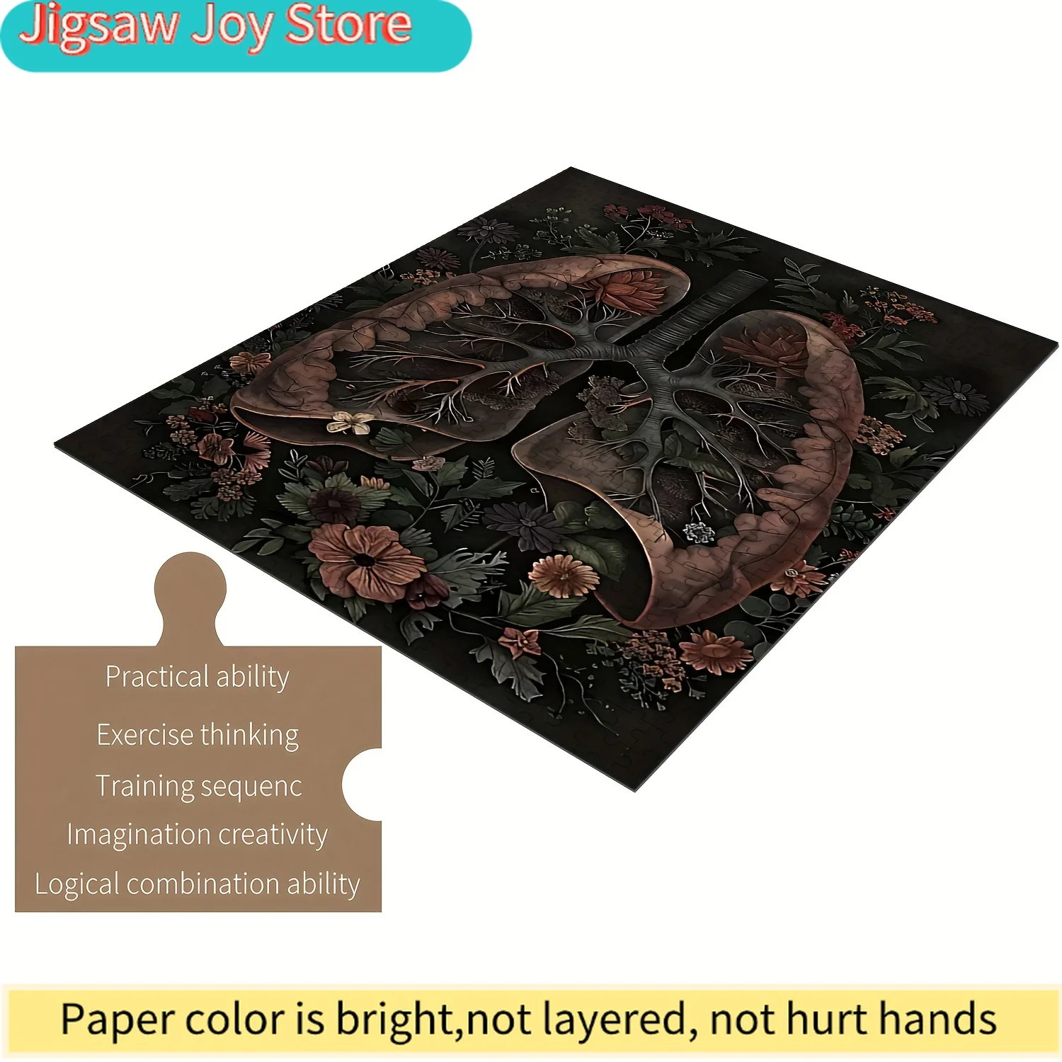 

Anatomy Lungs Puzzle - Intricate Wooden Jigsaw for & Families, Develops Patience & Critical Thinking, Scratch-Resistant, Port