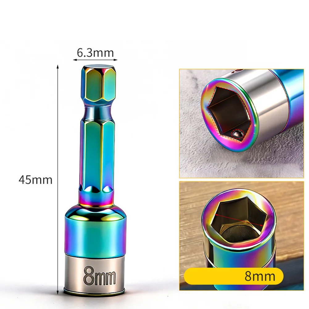 1/2 Pcs 8mm Hex Socket Nut Driver Set Socket Adapter No-magnetic Steel Ball Sleeve Hand Tool Accessories