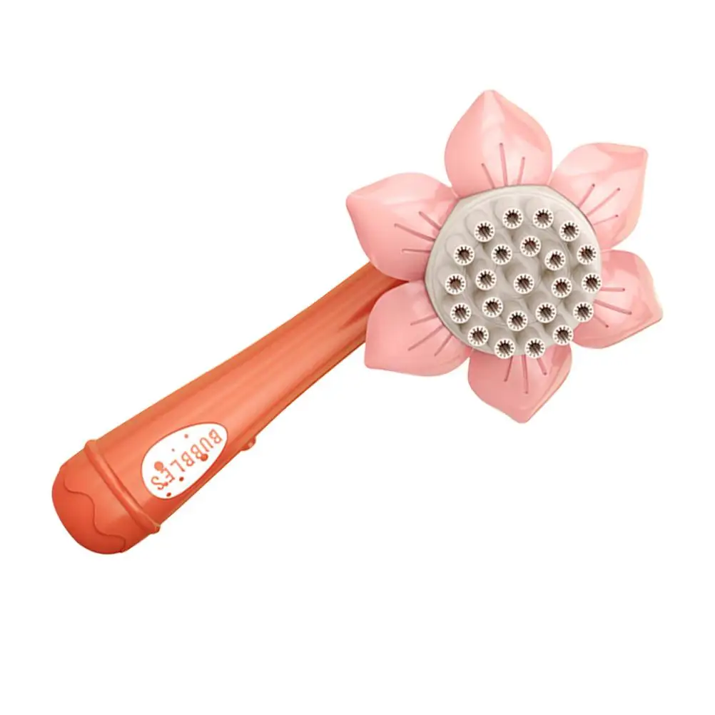 

Sunflower Bubble Machine 23 Holes Pink Handheld Electric Blower for Kids Indoor Outdoor Fun Bubble Maker Play