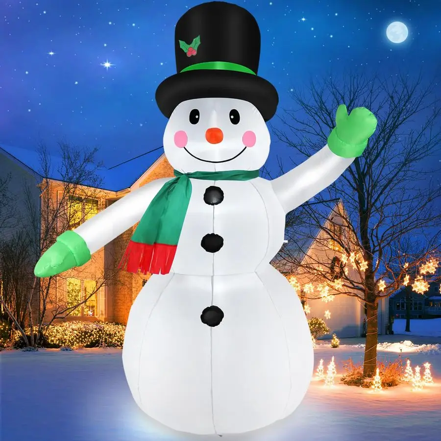 

Christmas Inflatables Snowman Outdoor Yard Decorations, Christmas Blow up Snow Man with LED Lights amp Black Hat, Winter Outs