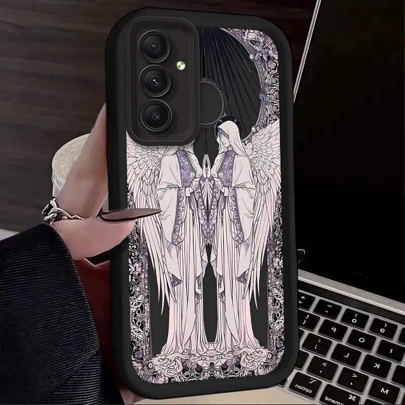 Phone Case for Samsung Galaxy A55 A35 A25 A15 A05 A05S 5G A24 A13 A23 A12 A22 A32 A52 A52S A71 A72 A51 Retro Punk Black Angel - náhled 6