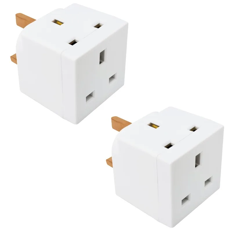 With 2 AC Outlet Power Adapter 250V 13A 2 Way 3 Pin Power Plug UK Socket Double Plug Adaptor Wall Extension Socket Multi Plug
