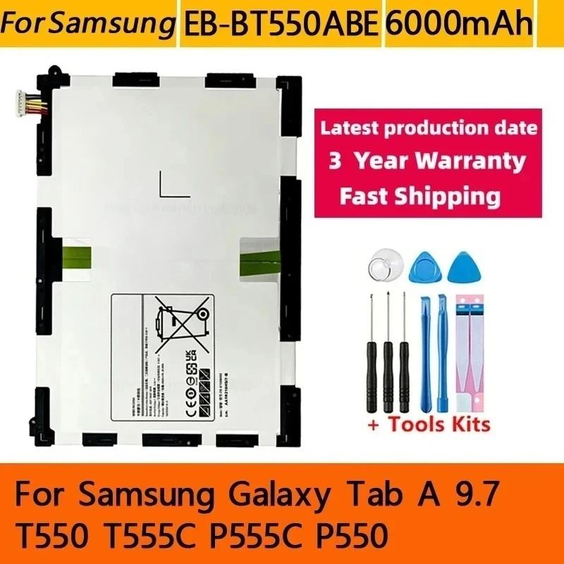 Fast Shipping NEW 6000mAh EB-BT550ABE Battery For Samsung Galaxy Tab A 9.7 T550 T555C P555C P550 Tablet Batteries Batterij+Tools