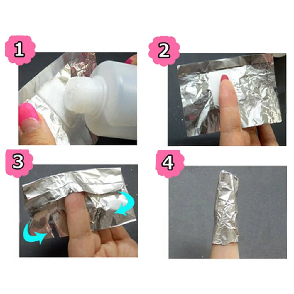 

100 Pcs Removing Soak off for Nails Remover Gel Polish Oil Pad Foil Wraps Pads Aluminum