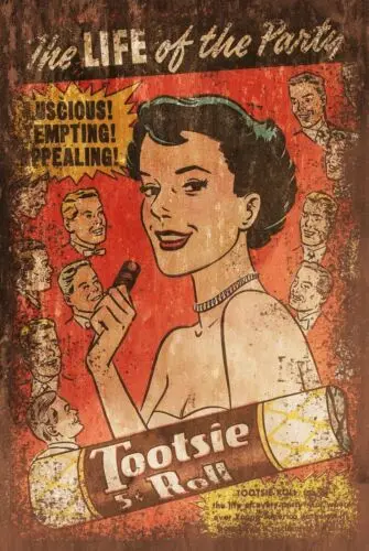 Tootsie Roll Advert, aspecto envejecido, estilo Retro Vintage, nuevo letrero de Metal