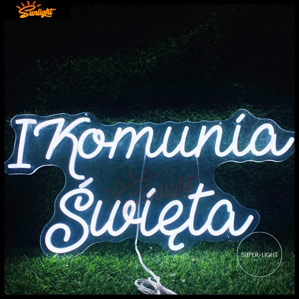 The First Holy Communion Neon Sign for Wedding Birthday Party Decor Custom Light Signs LED Flex Polish Neon Sign Light Up Signs