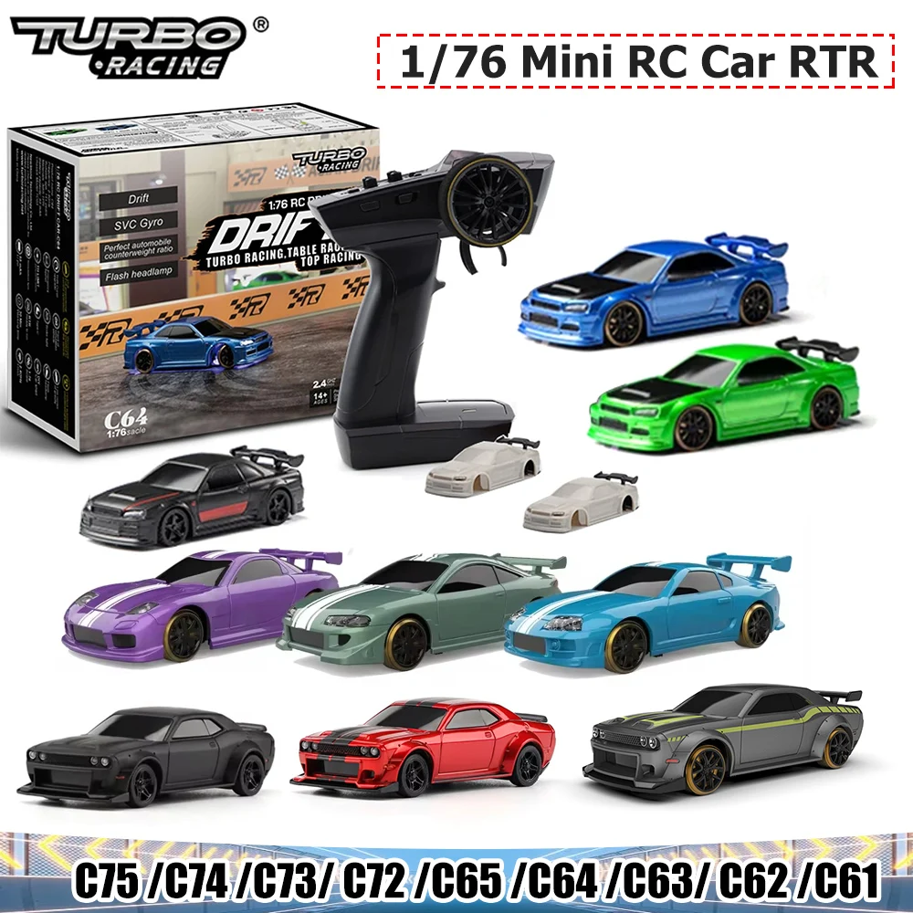 Turbo Racing 1:76 Масштаб Drift RC Car C75 C74 C73 C72 C65 C64 C63 C62 C61 Мини Полностью пропорциональный RTR 2,4 ГГц Игрушки с дистанционным управлением