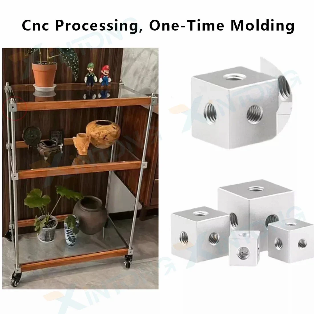 Picture 7: 5Pcs Aluminium Alloy Anodized M3 M4 M5 M6 M8 M10 Cube Connector Fixing Bracket Square Spacer Standoff Tee 6 Way