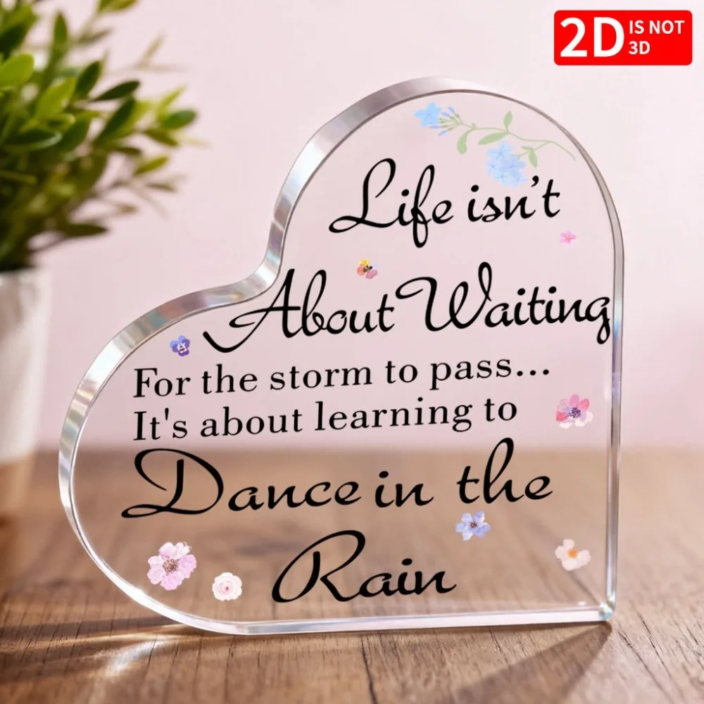 Dan in the Rain Heart Acrylic Desk Decor Encouragement Gift for Valentine