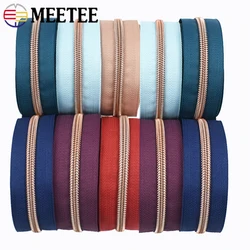 5# RoseGold Plastic Coil Zippers Tapes for Sewing Bag Nylon Zipper Sliders DIY Zips Per Meter Pulls Garment Accessories
