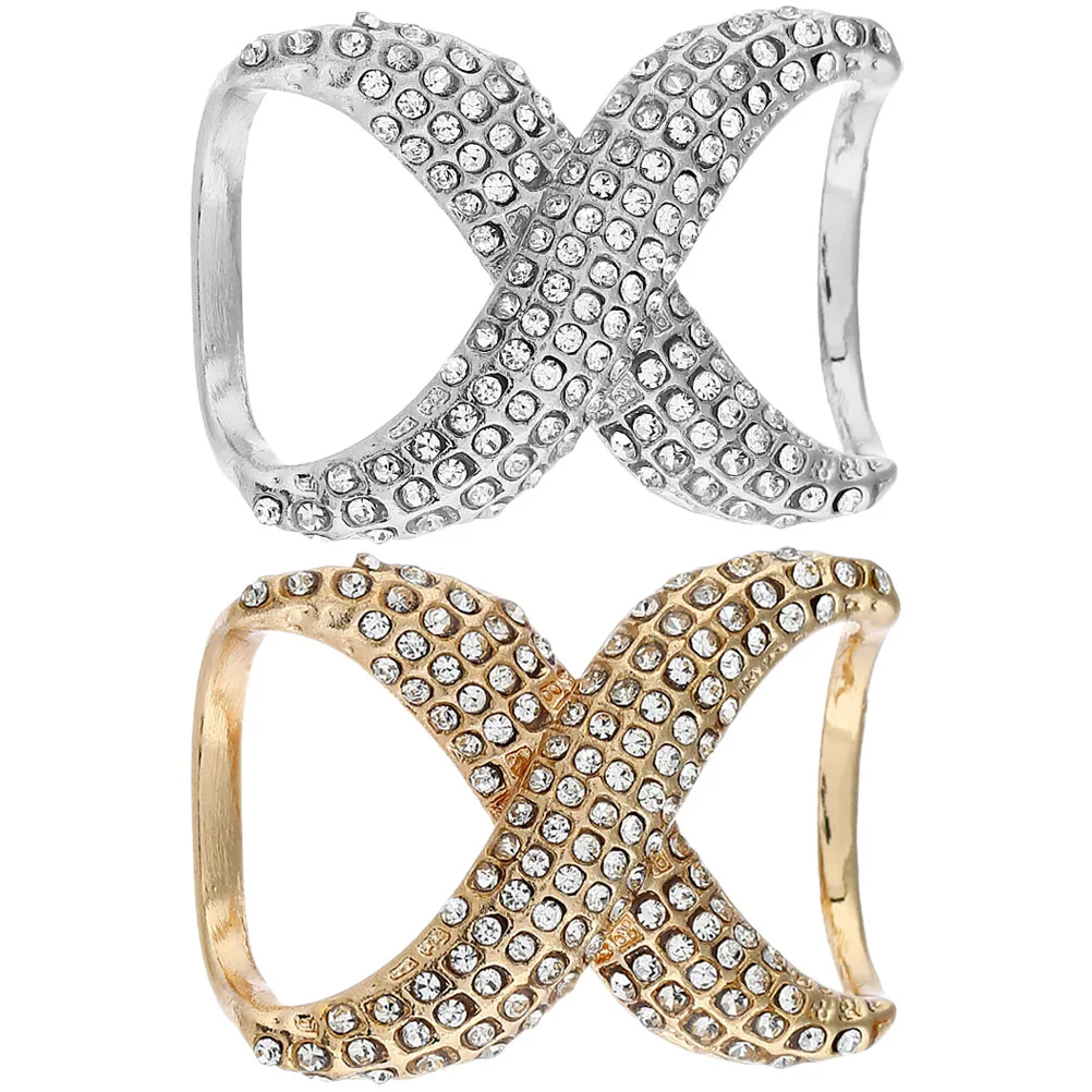 2 قطعة حلقات وشاح حجر الراين مقاطع شال مشبك المشابك ملابس أنيقة السحابات لفساتين تي شيرت القبعات الاستخدام اليومي للحفلات