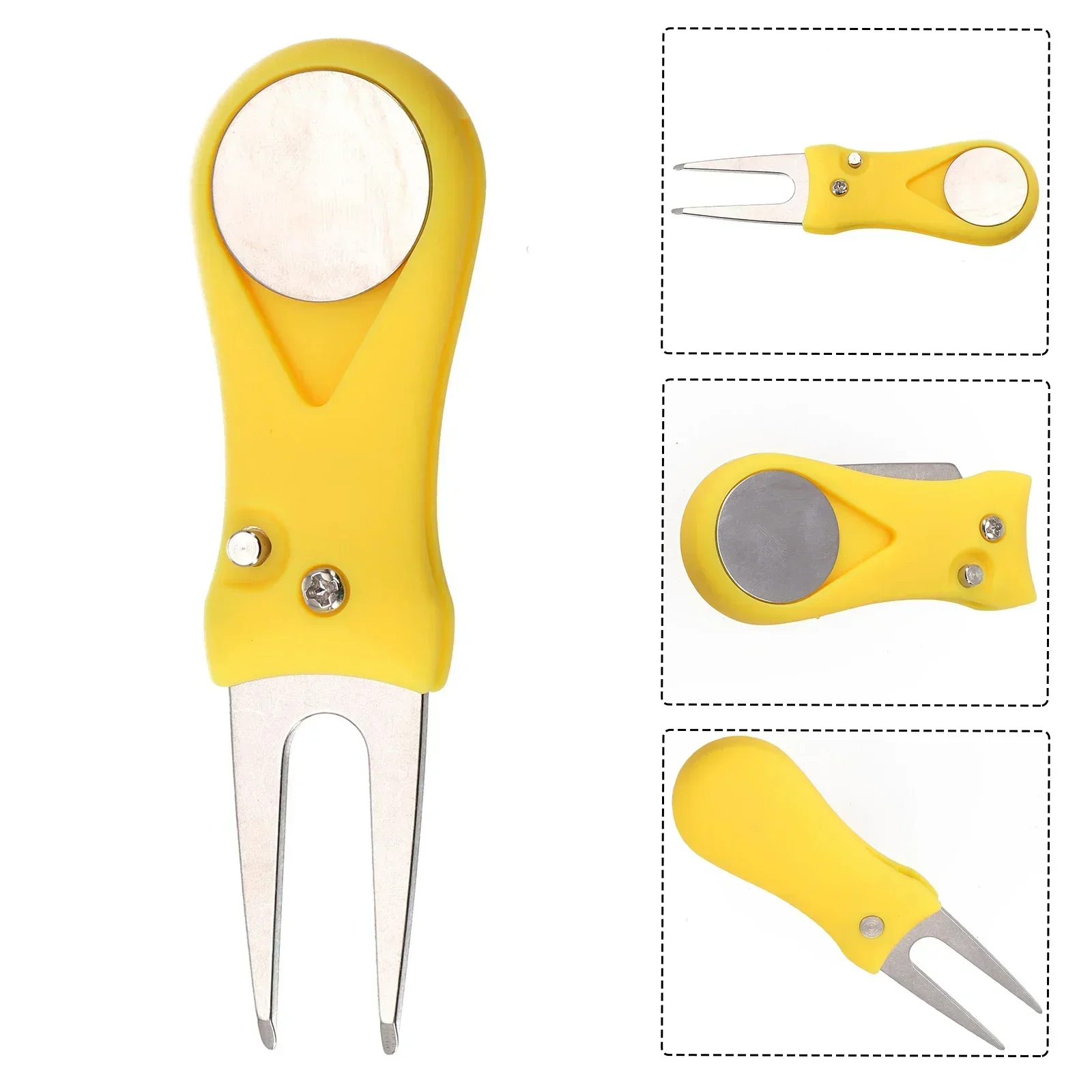 1pcs Golf Divot Repair Tool With Golfer Ball Marker Pitch Mark Fork Golf Pitchfork Pop-up Button Tool Accessories