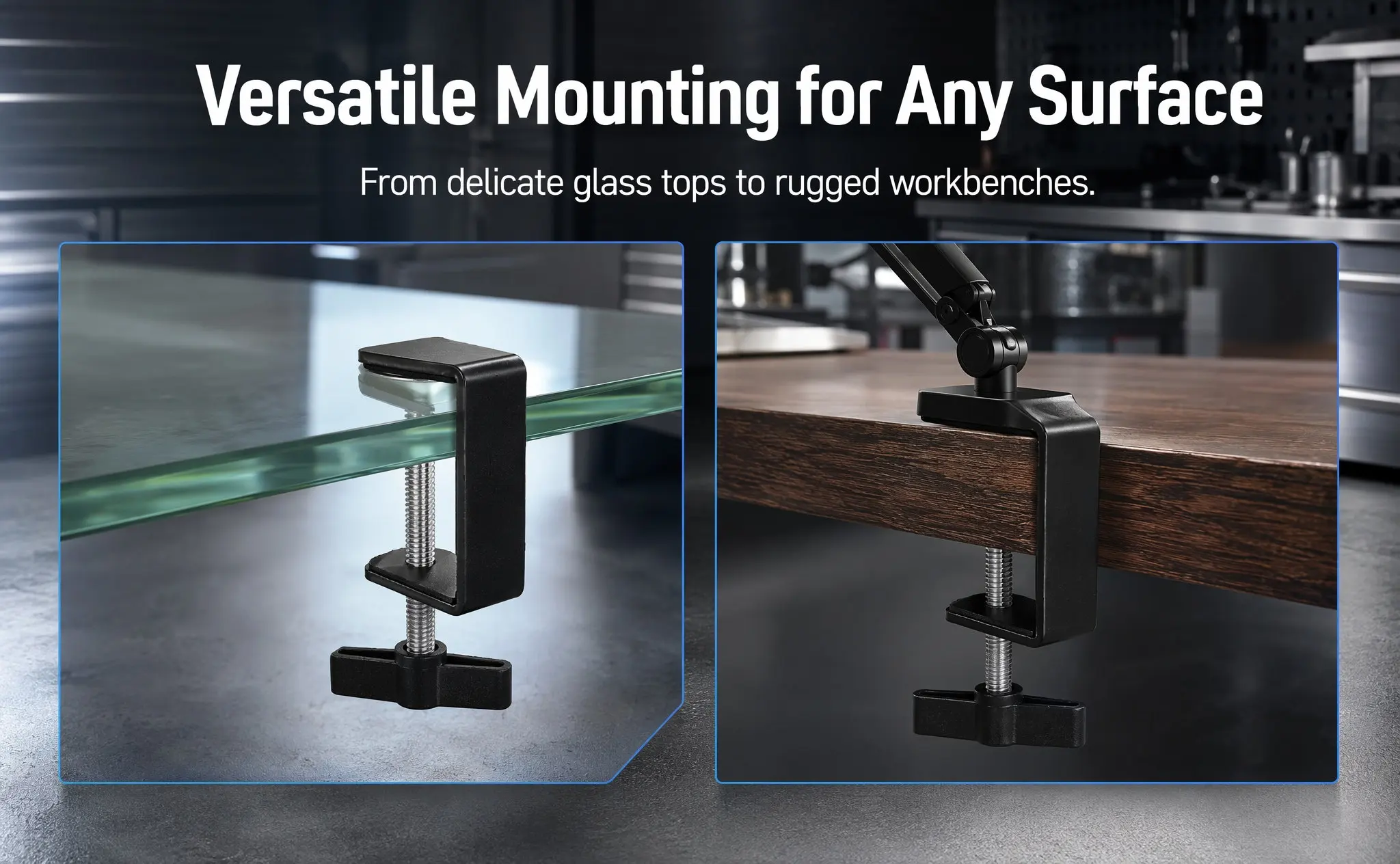High-Quality Table Cantilever C-Shape Clamp for Microphone Desk Mounting Studio Stage Home Office Use Stainless Steel and