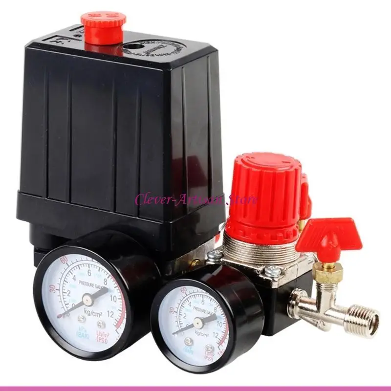 E06B สวิตช์ความดันคอมเพรสเซอร์แอร์ 90-120PSI ความปลอดภัยวาล์วควบคุมตัวควบคุม Manifolds