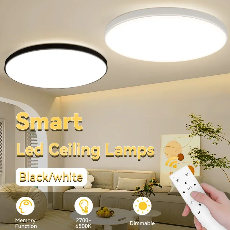 luzes de teto led inteligentes com controle remoto eletrodomesticos luminaria para banheiro sala de estar quarto lustre economize energia 01