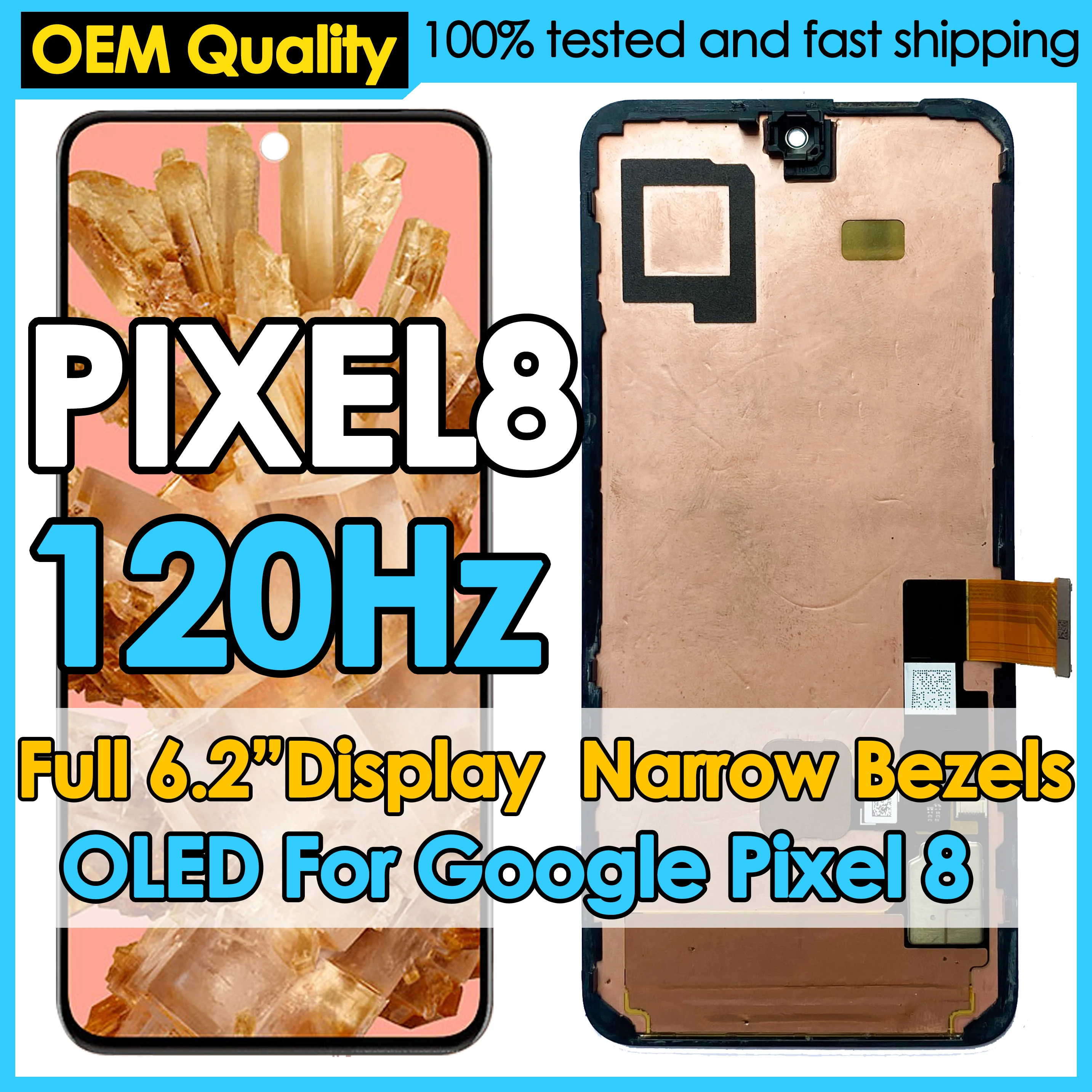 OEM 120Hz HDR10 + OLED pour Google Pixel 8 remplacement d'écran LCD téléphone portable affichage tactile numériseur assemblée Kit de réparation fissurée