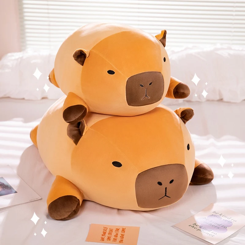 Fettes langes Capybara Plüsch kissen gefüllt rund kawaii stehend braun Kissen Puppen Cartoon Tier polster Plüsch Geburtstags geschenk