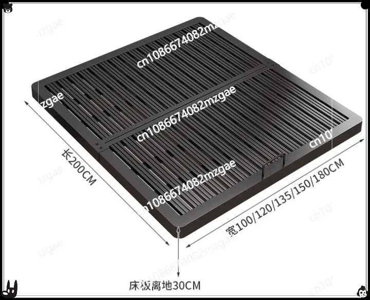 Simple iron suspended double bed frame, comfortable skeleton without headboard, tatami furniture bed